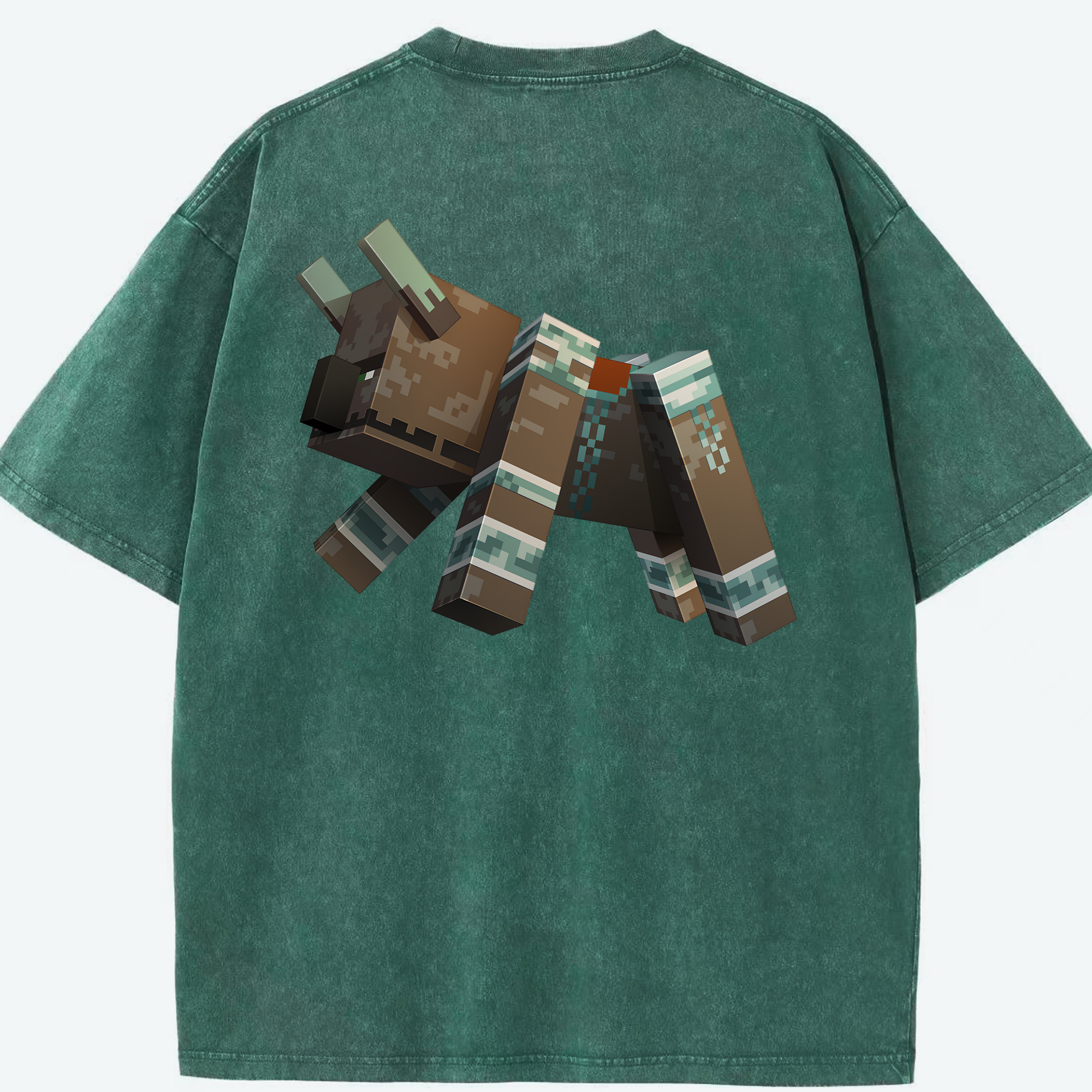 （画像用） マインクラフト ブロックの世界 Minecraft MC Block world 綿100% ヴィンテージ風 半袖Tシャツ（背面プリント）